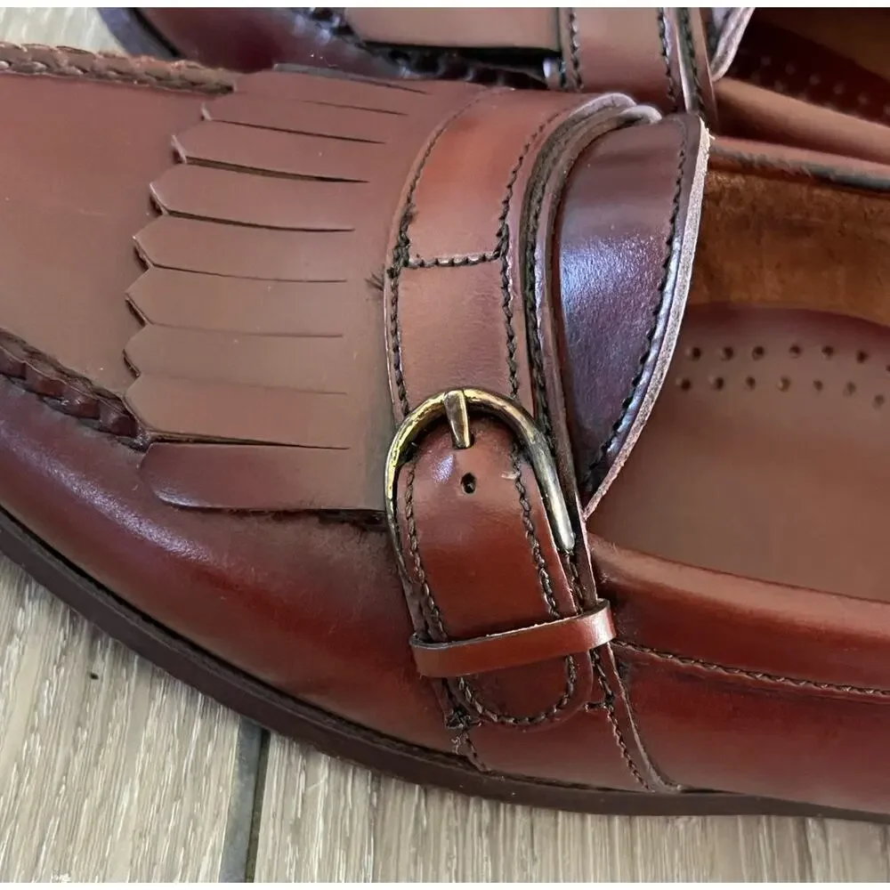 Vintage Hunt Club Mens 9 M All Leather Brown Penny Loafers Buckle Kiltie